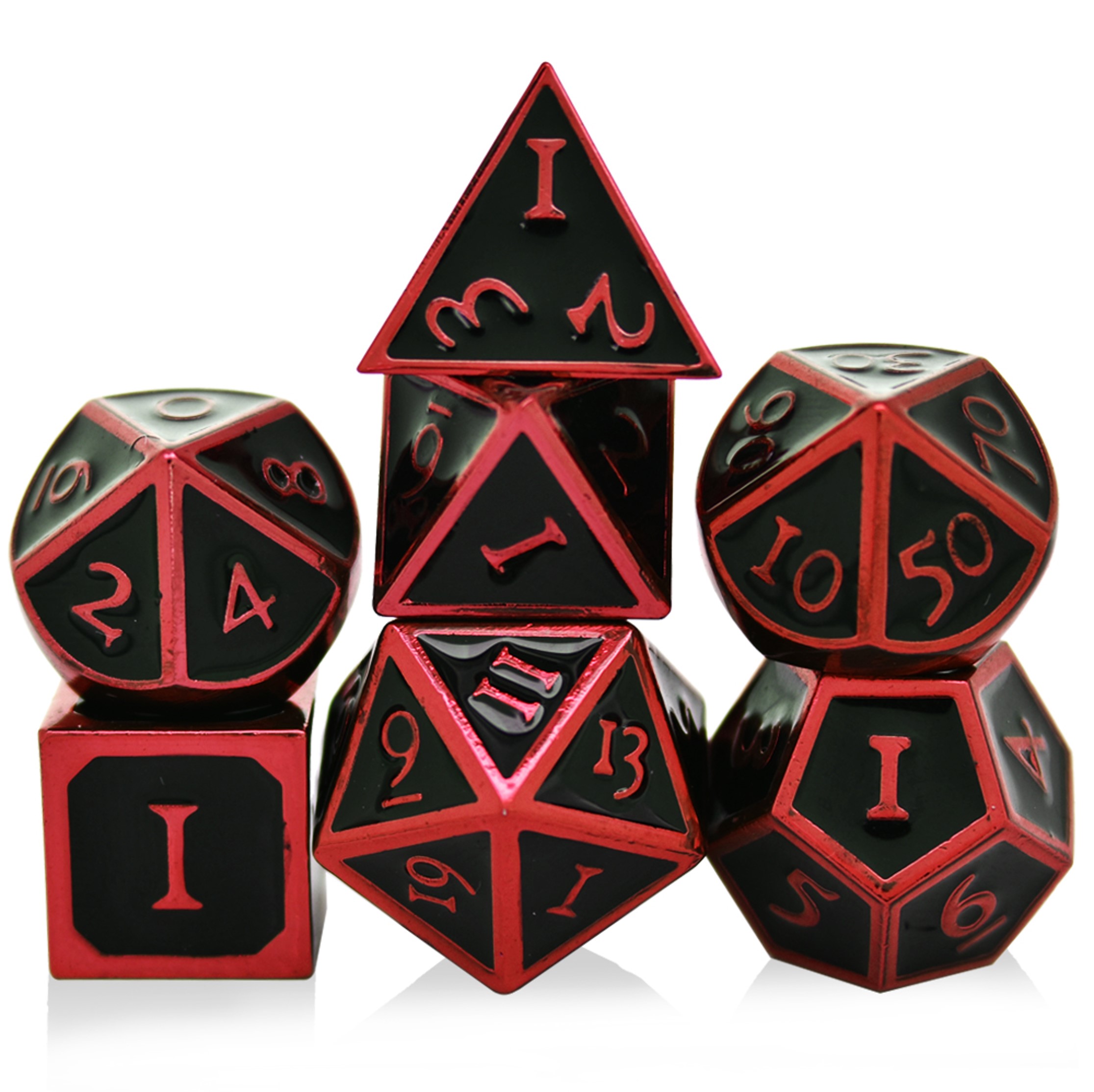 Solid Metal Red with Black Dice