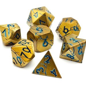 Cracked Design Brass with Blue Metal Dice