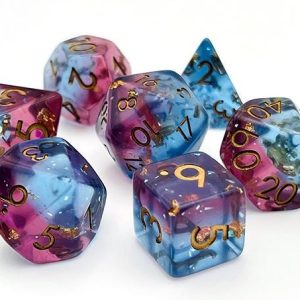 Pink and Blue Foil & Glitter Dice Set