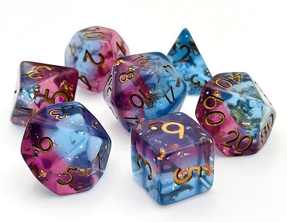 Pink and Blue Foil & Glitter Dice Set