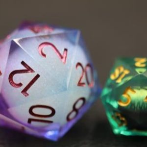 33mm Oversize D20 Chonk Purple and Blue Liquid Core Dice
