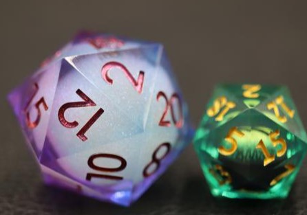 33mm Oversize D20 Chonk Purple and Blue Liquid Core Dice