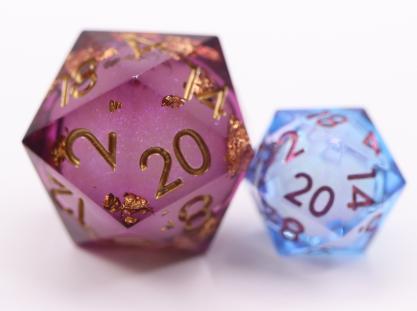 33mm Oversize D20 Chonk Purple Copper Foil Dice