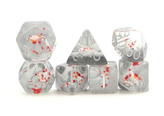 Smokey with Red Koi Novelty Dice Set