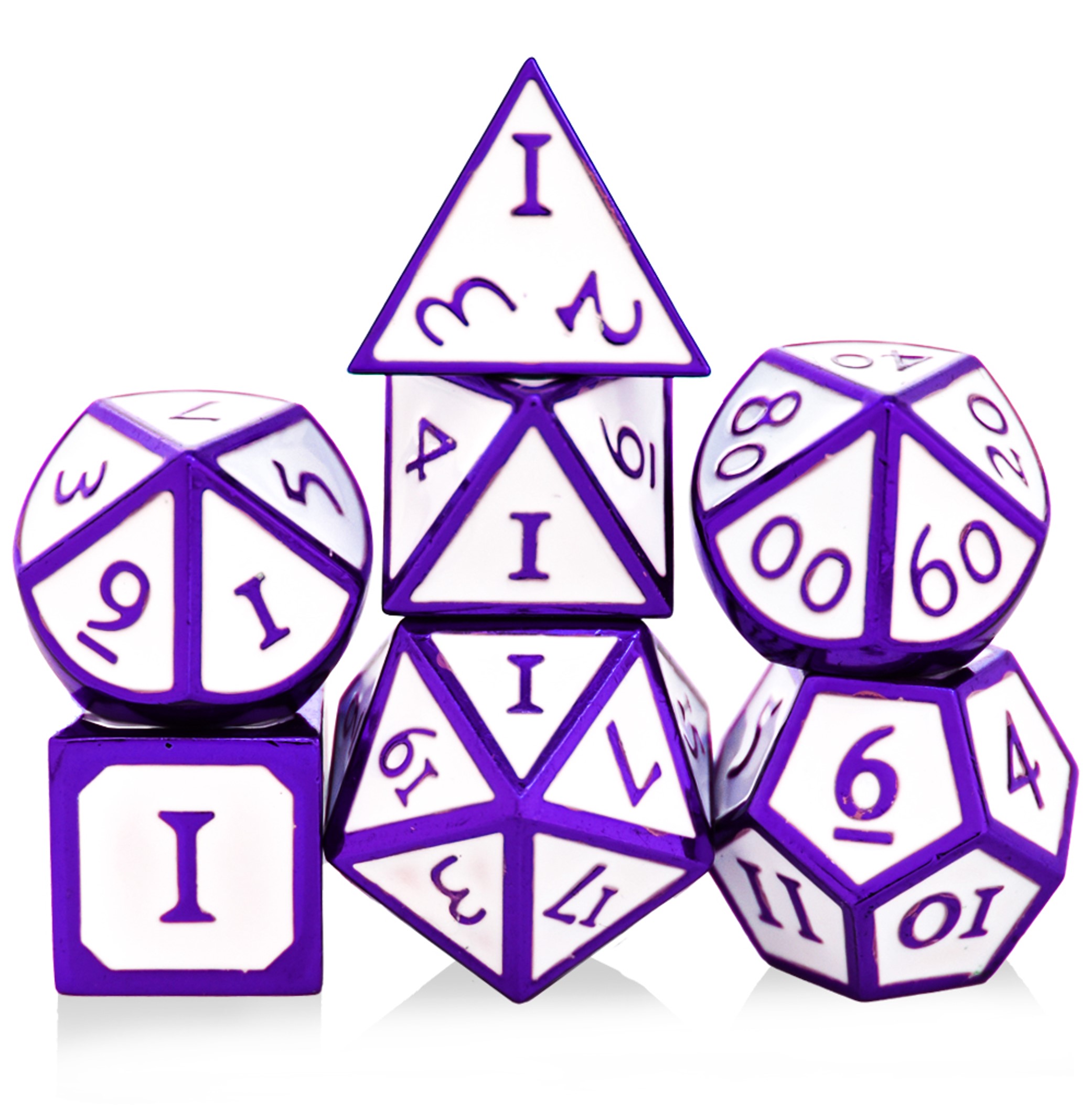 Solid Metal Purple with White Dice