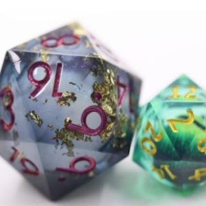 33mm Oversize D20 Chonk Black Gold Foil Dice