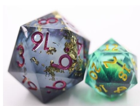 33mm Oversize D20 Chonk Black Gold Foil Dice