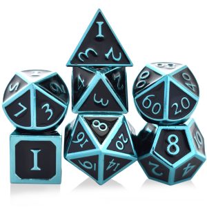 Solid Metal Blue with Black Dice