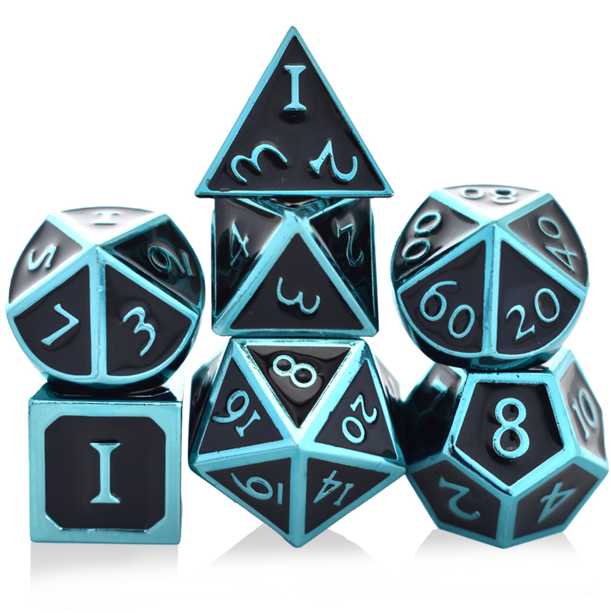 Solid Metal Blue with Black Dice