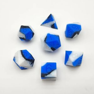 Blue, Black and White Silicone Dice