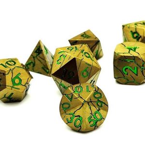 Cracked Design Brass with Green Metal Dice