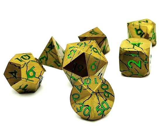 Cracked Design Brass with Green Metal Dice