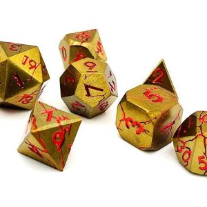 Cracked Design Brass with Red Metal Dice