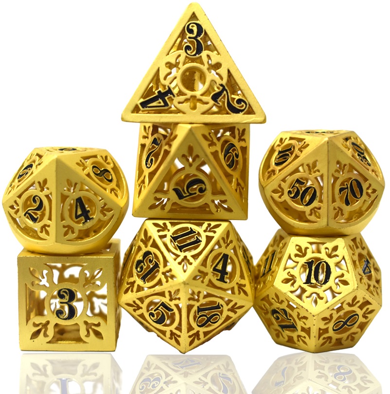 Hollow Metal Gold Fleur-de-lis Dice