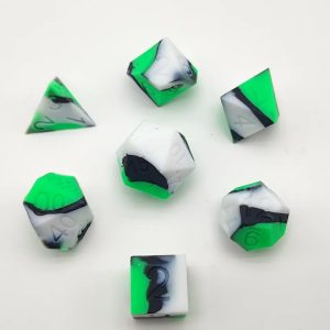 Green, White and Black Silicone Dice