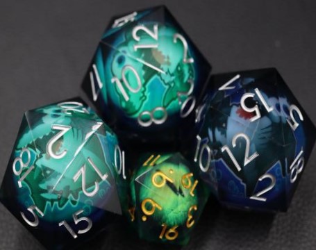 50mm Oversize D20 Chonk Light Up Moving Shark Liquid Core Dice