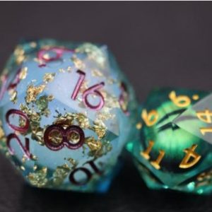 33mm Oversize D20 Chonk Ocean Gold Foil Liquid Core Dice
