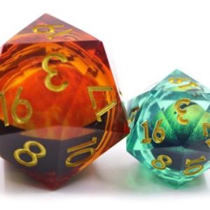 33mm Oversize D20 Chonk Orange with Orange Moving Eye Dice