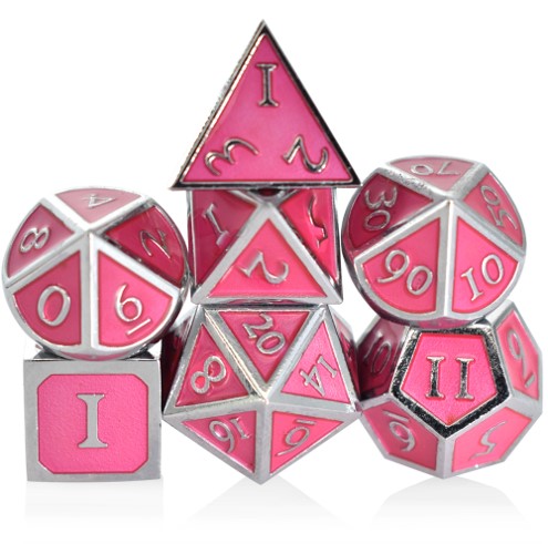 Solid Metal Glow in the Dark Pink Dice