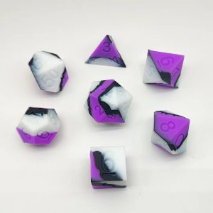 Purple, Black and White Silicone Dice