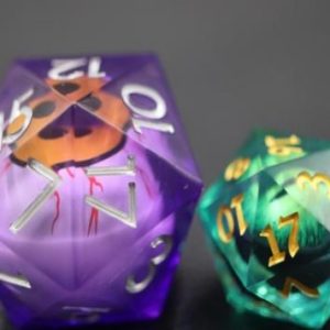 33mm Oversize D20 Chonk Purple Bloodshot Moving Eye Liquid Core Dice