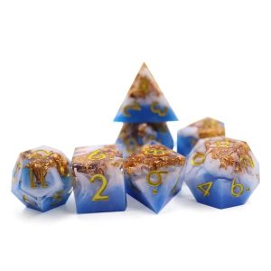 Sharp Edged Blue and White with Copper Foil Dice