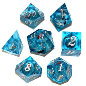 Sharp Edged Liquid Core Cerulean Koi Dice