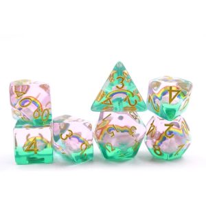 Pink Clouds with Rainbow Novelty Dice Set