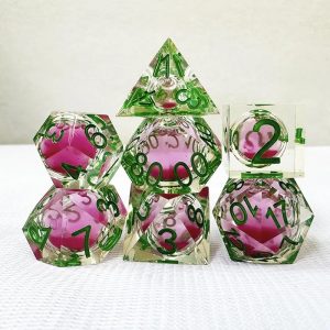 Sharp Edged with Pink Liquid Core Dice