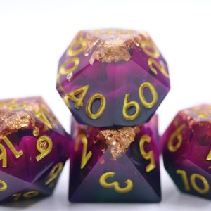 Sharp Edged Plum and Black with Copper Foil Dice