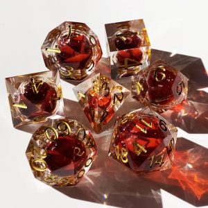Sharp Edged Blood Red Liquid Core Dice