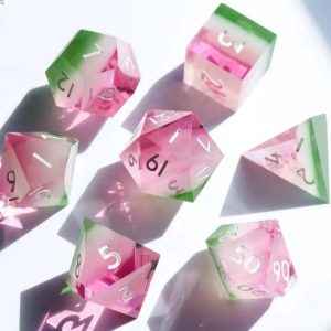 Sharp Edged Pink and Green Dice