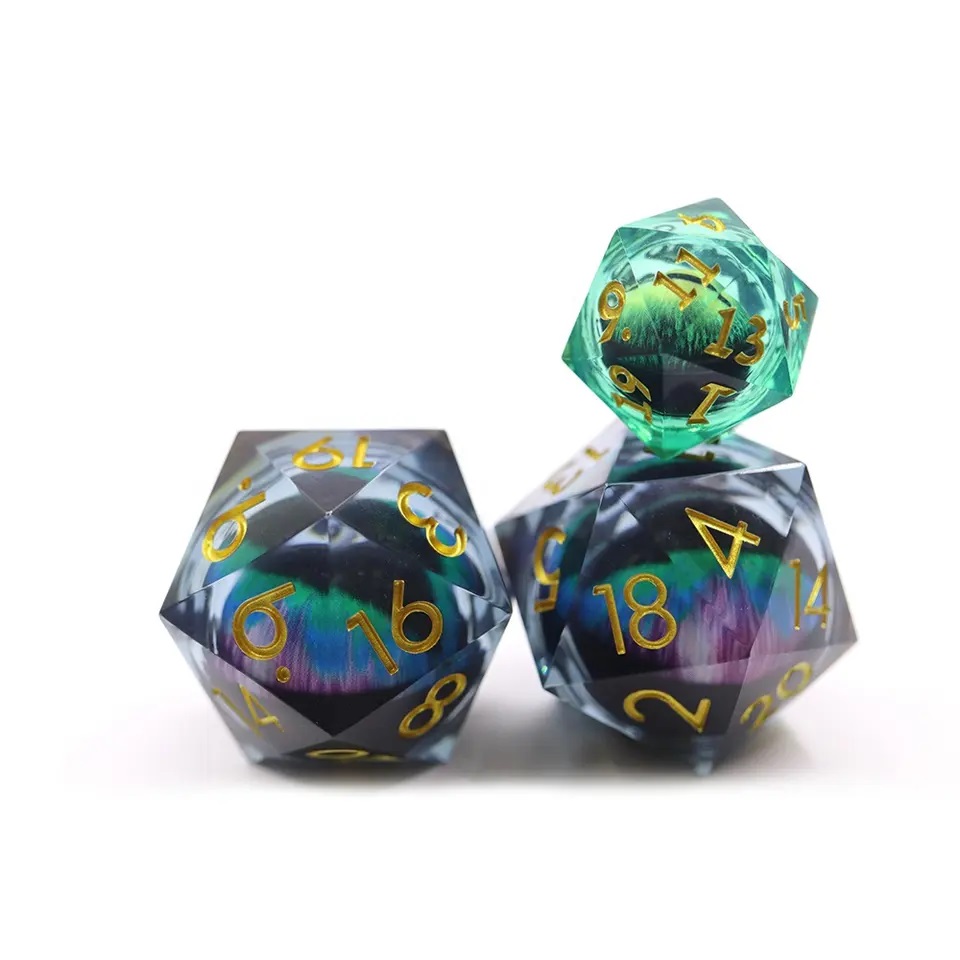 33mm D20 Chonk Peacock Blue Dragon Eye Dice