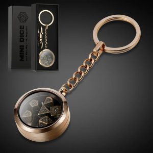Mini Metal Dice Set Keyring - Royal Gold