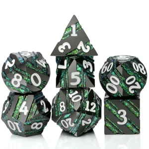 Solid Metal Black Metal with Green Mica Stripes