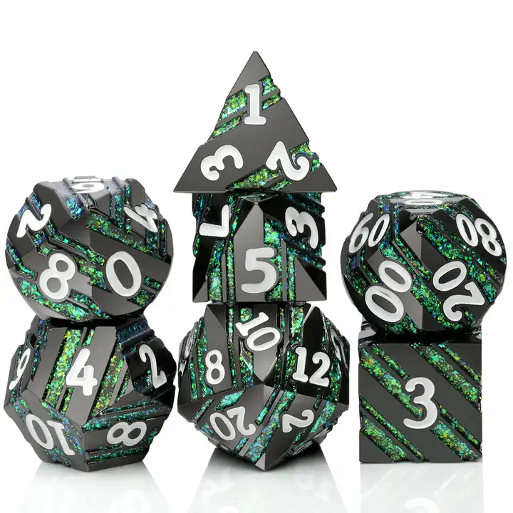 Solid Metal Black Metal with Green Mica Stripes