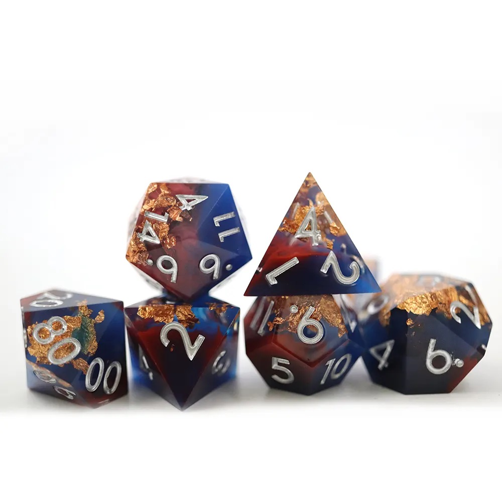Sharp Edged Blue and Red with Copper Foil Dice