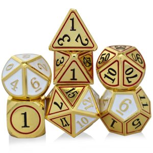Solid Metal Dual Colour White and Gold Dice