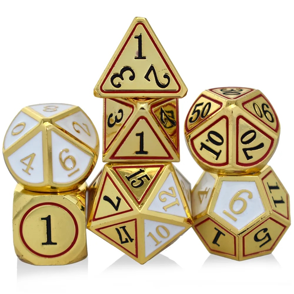 Solid Metal Dual Colour White and Gold Dice