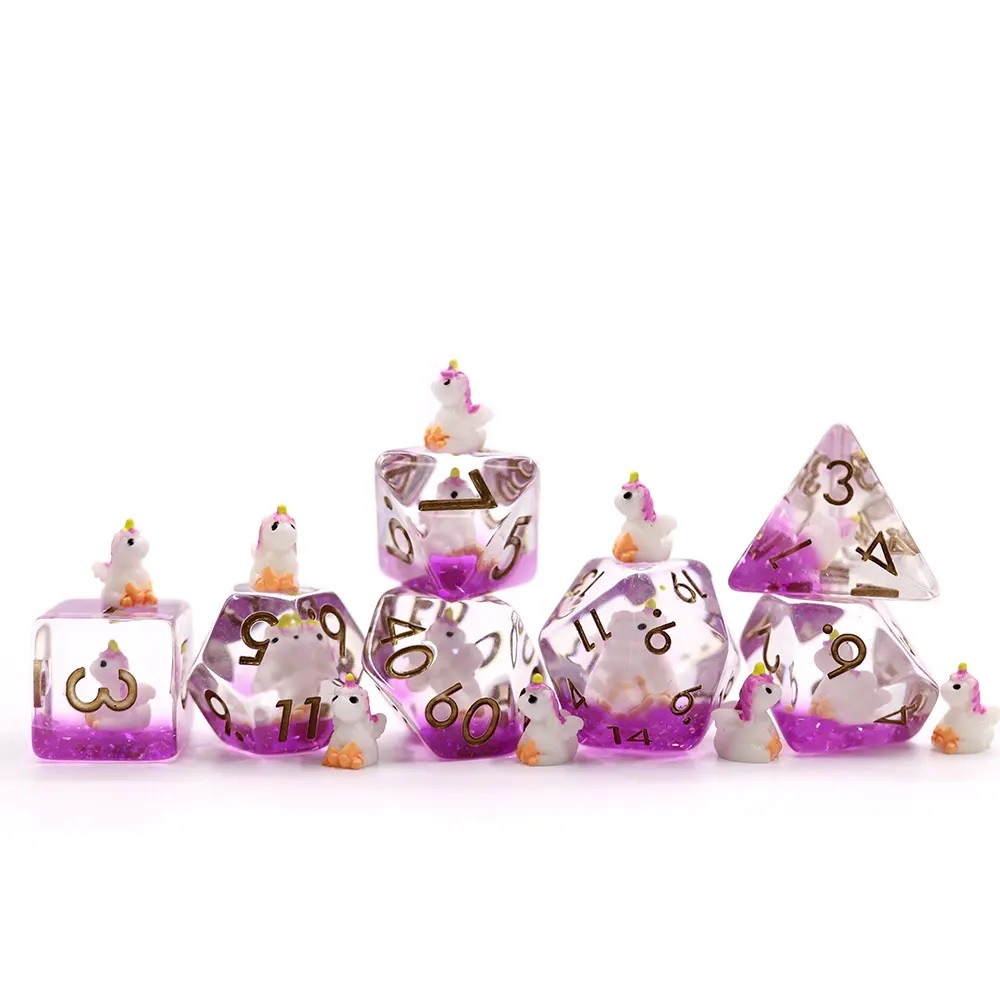 Unicorn Novelty Dice Set - Pink