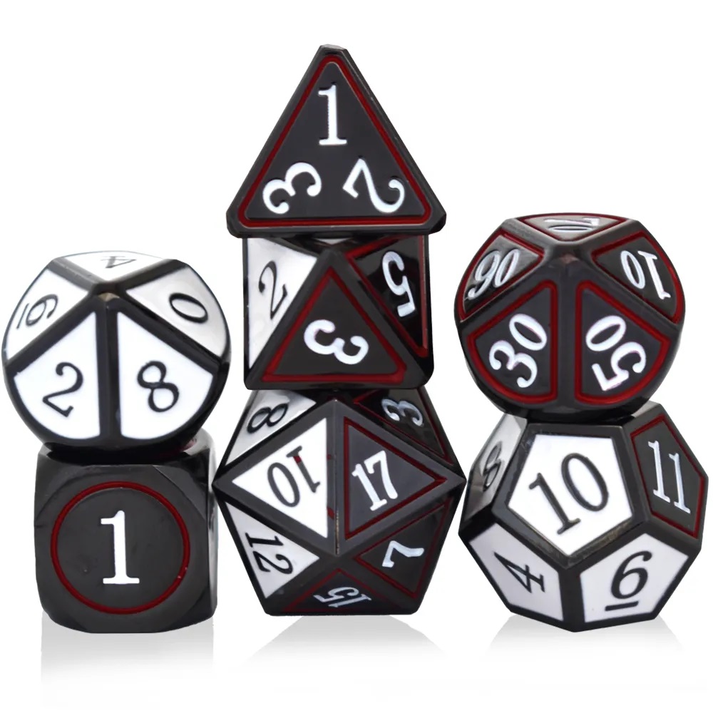 Solid Metal Dual Colour White and Black Dice