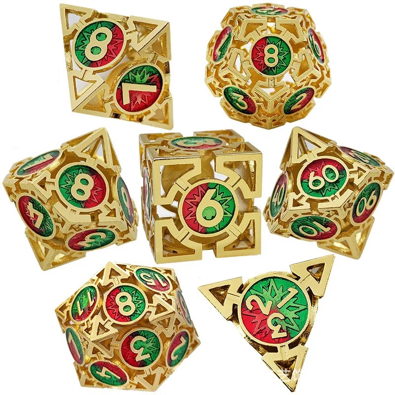 Hollow Metal Gold with Red and Green Dice