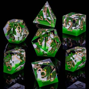 Sharp Edged Green Waterfall Dice