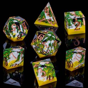 Sharp Edged Yellow Waterfall Dice