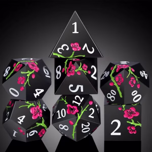 Solid Metal Black Sakura Dice