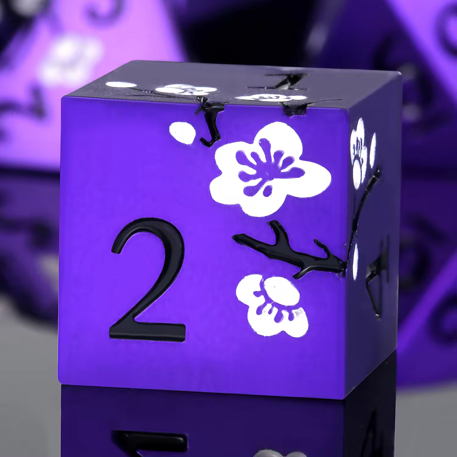 Solid Metal Purple Sakura Dice - Image 2