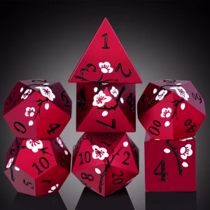 Solid Metal Red Sakura Dice