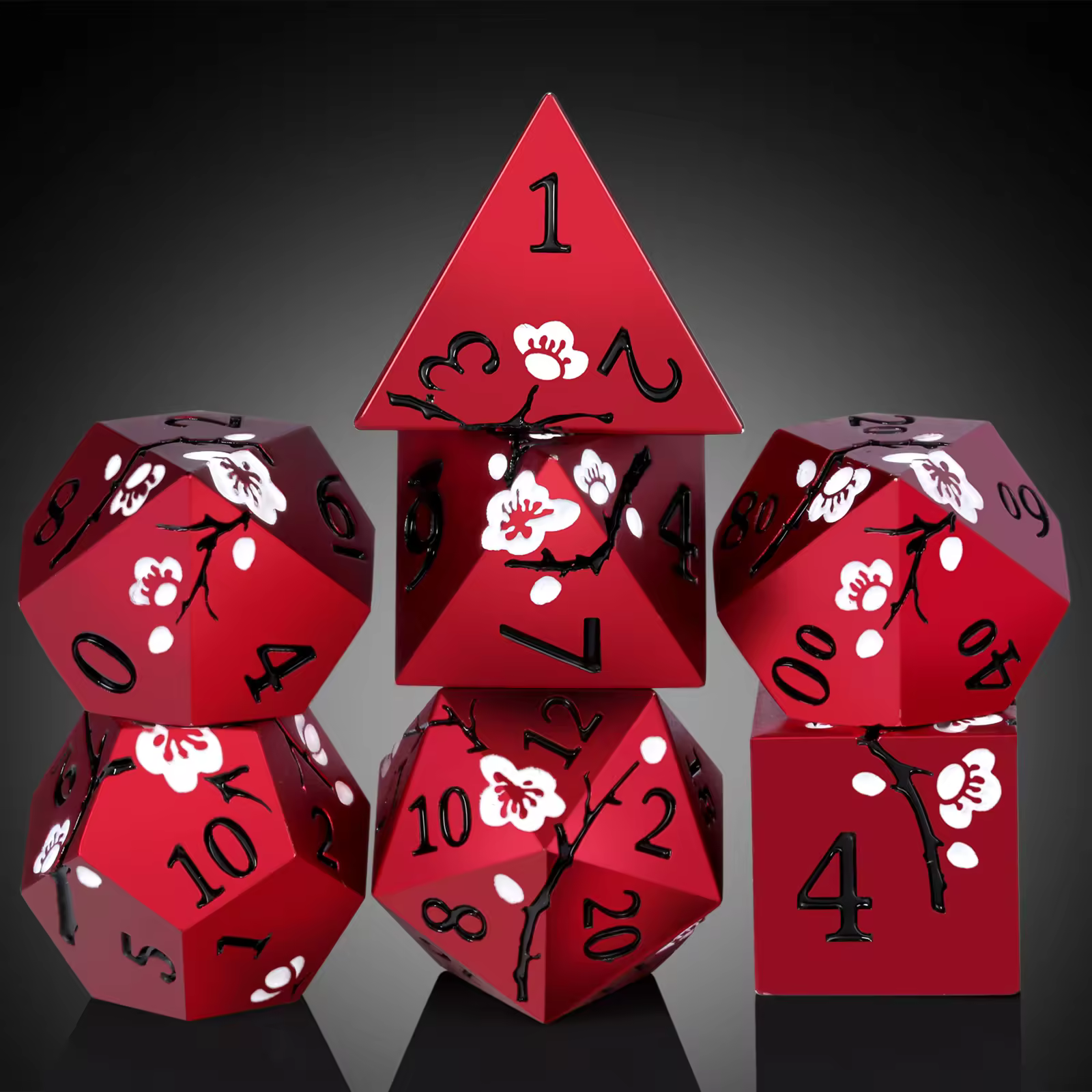 Solid Metal Red Sakura Dice
