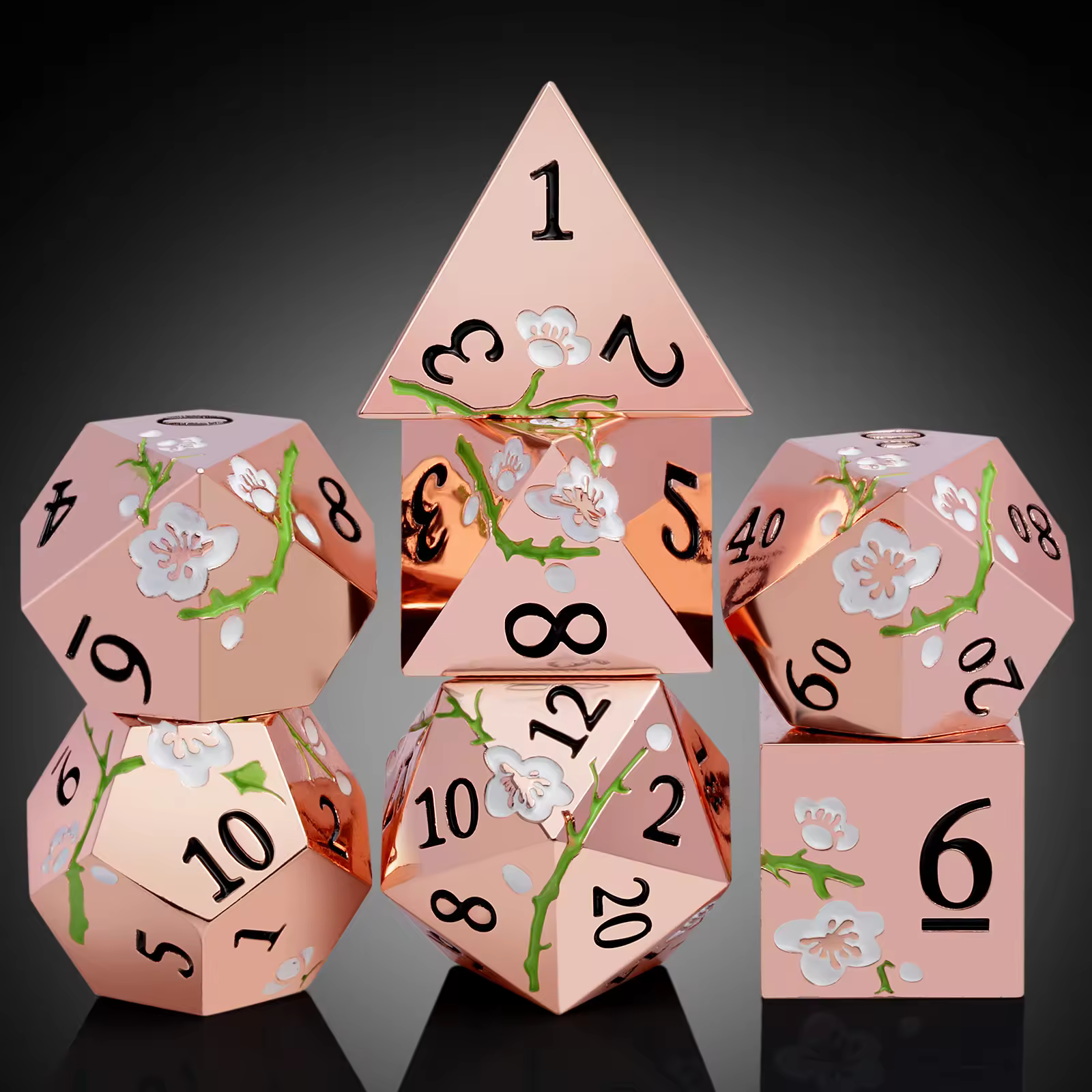 Solid Metal Rose Gold Sakura Dice