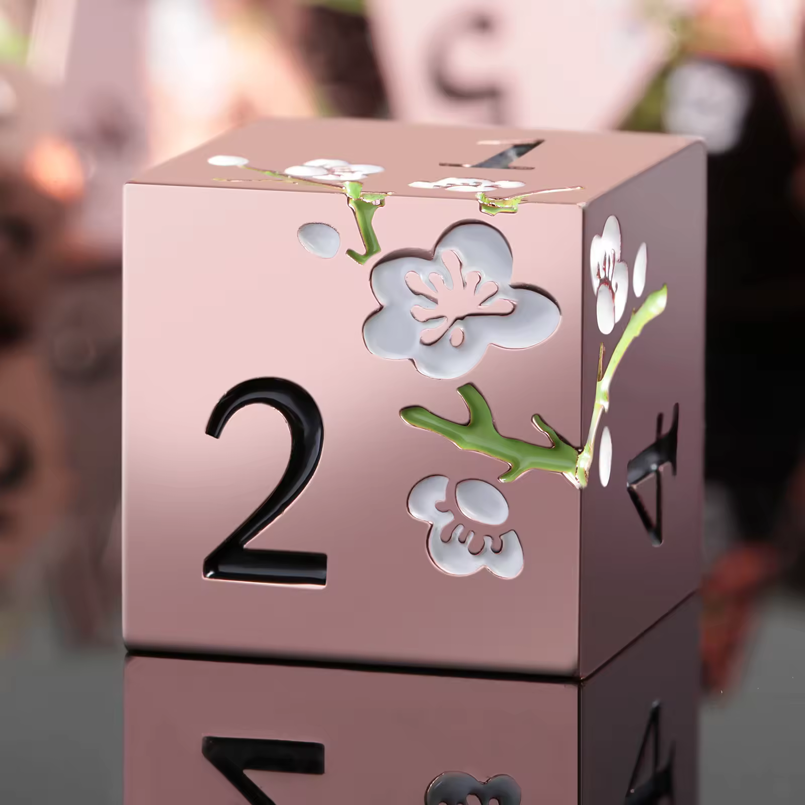 Solid Metal Rose Gold Sakura Dice - Image 2